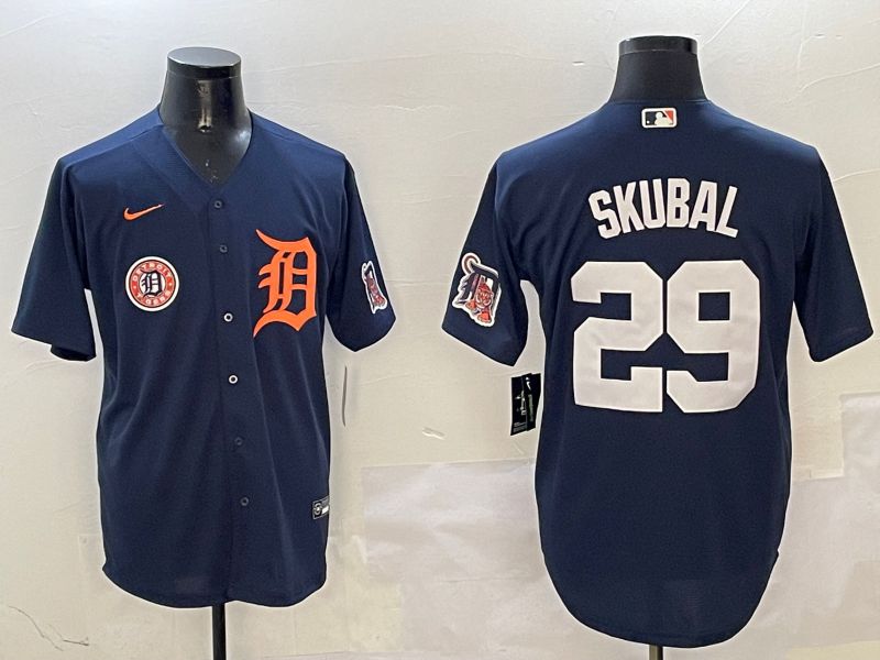 Men Detroit Tigers 29 Skubal Drak Blue Game 2025 Nike MLB Jersey style 3115